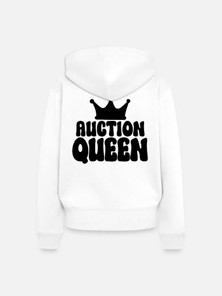 Auction Queen - Frauen Premium Bio Zip Hoodie - Weiß