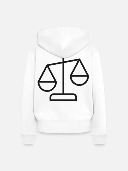 Justice Scales Liniensymbol - Frauen Premium Bio Zip Hoodie - Weiß
