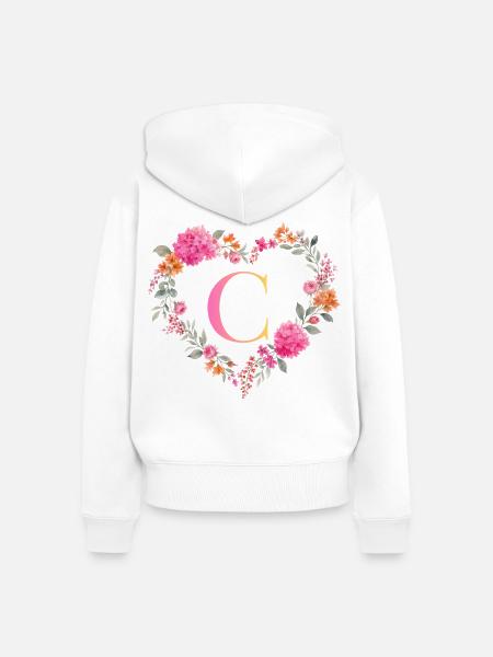 C Monogramm Blumen Herz personalisierbar - Frauen Premium Bio Zip Hoodie - Weiß