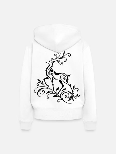 Hirsch mit Geweih - Waldtiere & Natur - Frauen Premium Bio Zip Hoodie - Weiß