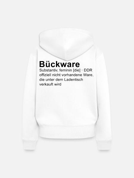 Bückware – Wort mit Doppelsinn - Frauen Premium Bio Zip Hoodie - Weiß