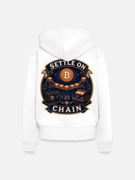 SETTLE ON CHAIN - Frauen Premium Bio Zip Hoodie - Weiß