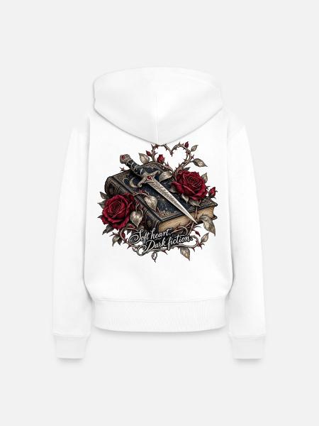 Dunkle Romanze: Herz Rose Klinge - Frauen Premium Bio Zip Hoodie - Weiß