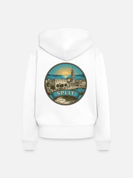 Split Kroatien Reiseabzeichen Diokletians Andenken - Frauen Premium Bio Zip Hoodie - Weiß