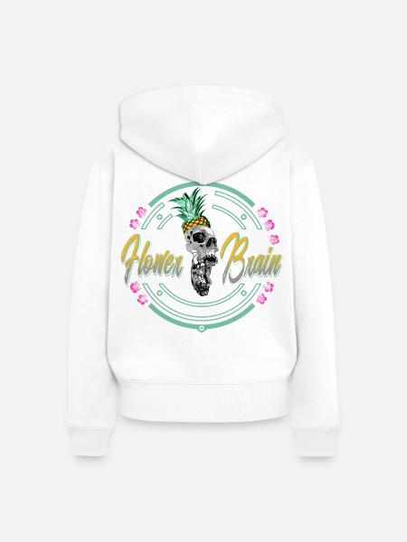 Tropischer Schädel mit Ananas - Frauen Premium Bio Zip Hoodie - Weiß