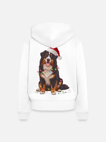 Berner Sennenhund Weihnachten Lichterkette - Frauen Premium Bio Zip Hoodie - Weiß