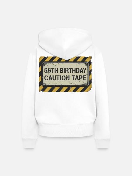 50th Birthday Caution Tape - Frauen Premium Bio Zip Hoodie - Weiß
