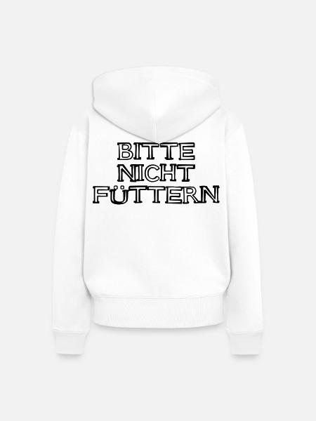 Bitte nicht füttern Schriftzug handgezeichnet - Frauen Premium Bio Zip Hoodie - Weiß