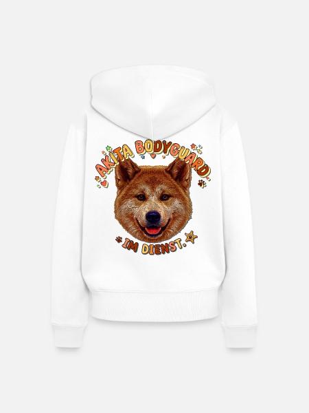 Akita Bodyguard Im Dienst - Frauen Premium Bio Zip Hoodie - Weiß