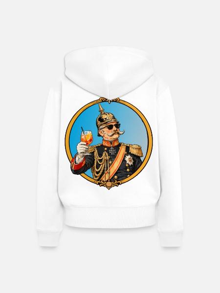 Kaiser Wilhelm mit Sonnenbrille und Cocktail - Frauen Premium Bio Zip Hoodie - Weiß