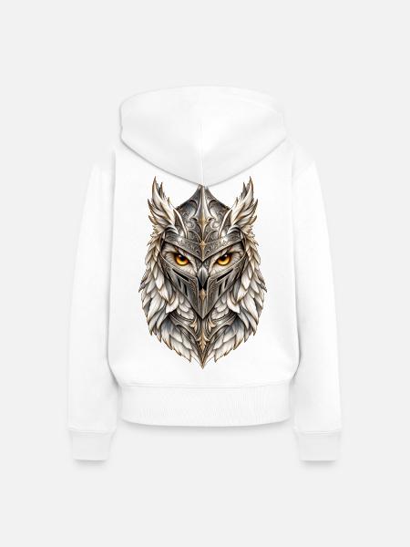 Silberhelm Kriegereule – Fantasy - Frauen Premium Bio Zip Hoodie - Weiß