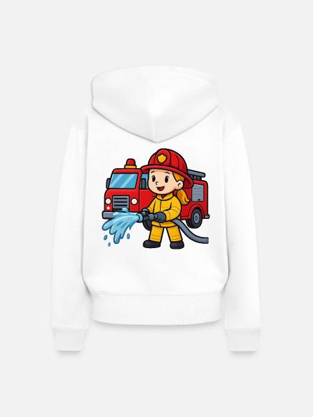 Feuerwehrmädchen mit Löschfahrzeug - Frauen Premium Bio Zip Hoodie - Weiß