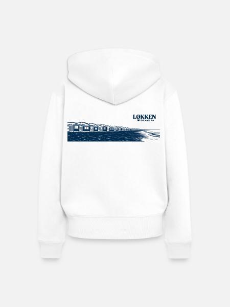 Løkken – Badehäuser am Nordseestrand - Frauen Premium Bio Zip Hoodie - Weiß