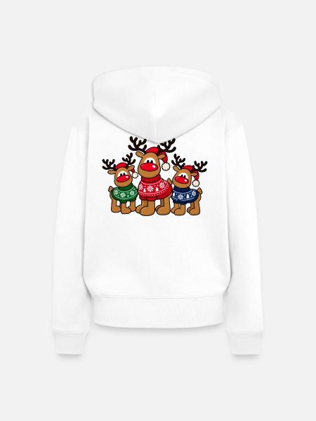 Weihnachts-Elche – Christmas Crew - Frauen Premium Bio Zip Hoodie - Weiß