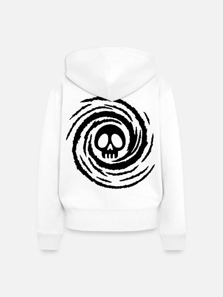 Schädel und Schwarzes Loch - Frauen Premium Bio Zip Hoodie - Weiß