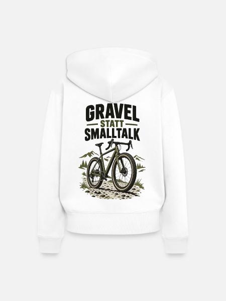 Gravel statt Smalltalk - Frauen Premium Bio Zip Hoodie - Weiß