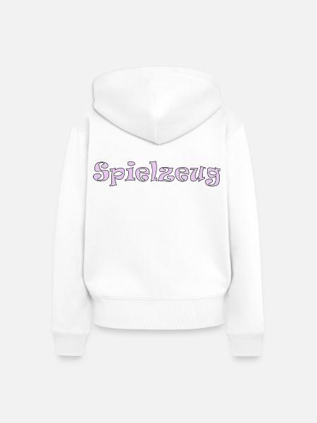Spielzeug Schriftzug Frauen pink - Frauen Premium Bio Zip Hoodie - Weiß