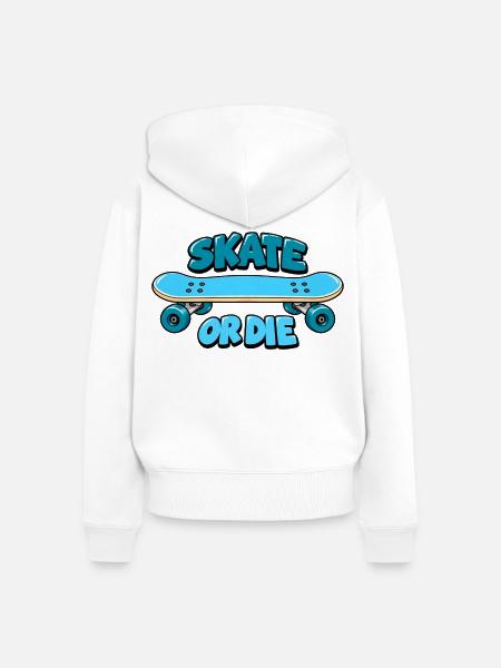 Skate or die retro Design - Frauen Premium Bio Zip Hoodie - Weiß