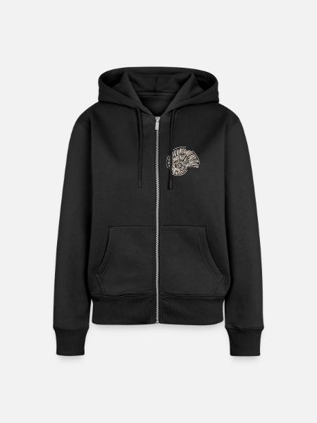Ammonitenspirale Linienkunst - Frauen Premium Bio Zip Hoodie - Schwarz