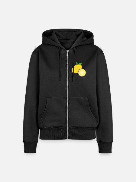 Zitrone mit Zitronenscheibe - Frucht Motiv - Frauen Premium Bio Zip Hoodie - Schwarz