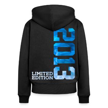 13. GEBURTSTAG LIMITED EDITION 2013 - Frauen Premium Bio Zip Hoodie - Schwarz - Hinten - Julia (174cm)