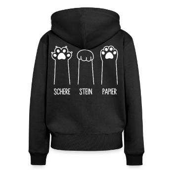 Katzenpfoten Katze Pfote Spiel Schere Stein Papier - Frauen Premium Bio Zip Hoodie - Schwarz - Hinten - Julia (174cm)