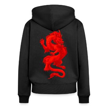 Glowing Fire Fantasy Dragon Gamer-Kunst - Frauen Premium Bio Zip Hoodie - Schwarz - Hinten - Julia (174cm)