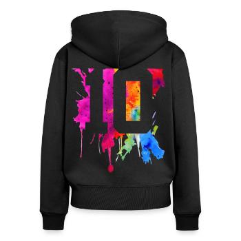 10 JAHRE 10. GEBURTSTAG - Frauen Premium Bio Zip Hoodie - Schwarz - Hinten - Julia (174cm)