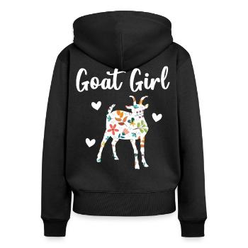 Ziegen Mädchen Ziegenbock - Frauen Premium Bio Zip Hoodie - Schwarz - Hinten - Julia (174cm)