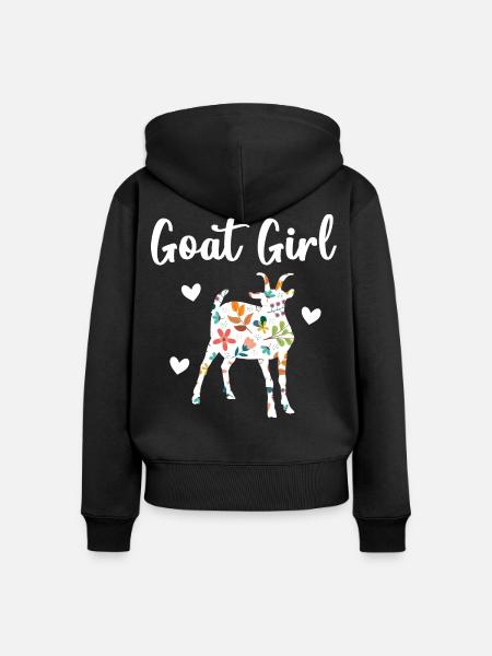 Ziegen Mädchen Ziegenbock - Frauen Premium Bio Zip Hoodie - Schwarz