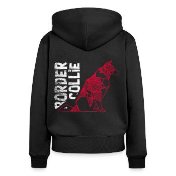 Geometrischer Border Collie Mathefan - Frauen Premium Bio Zip Hoodie - Schwarz - Hinten - Julia (174cm)