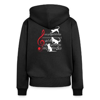 Chat Musique musique - Sweat à capuche zippé Premium bio Femme - noir - Dos - Julia (174cm)