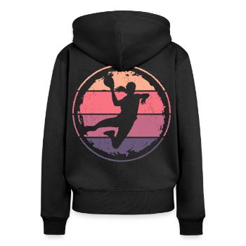 Handball Frauen Retro Handballspielerin Mädchen - Frauen Premium Bio Zip Hoodie - Schwarz - Hinten - Julia (174cm)