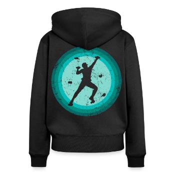 Klettern Bouldern Boulder Kletterer Bergsteiger - Frauen Premium Bio Zip Hoodie - Schwarz - Hinten - Julia (174cm)