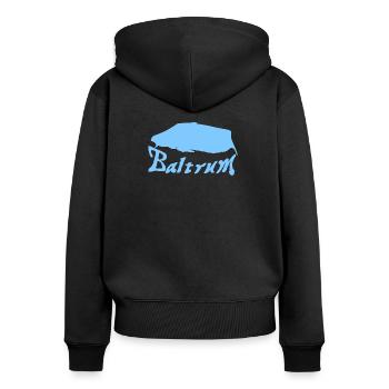 Baltrum Tattoo - Frauen Premium Bio Zip Hoodie - Schwarz - Hinten - Julia (174cm)