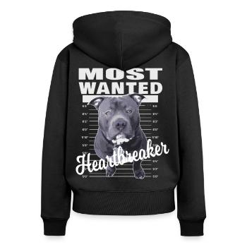 American Bully XL blue line künstlerisches Design - Frauen Premium Bio Zip Hoodie - Schwarz - Hinten - Julia (174cm)