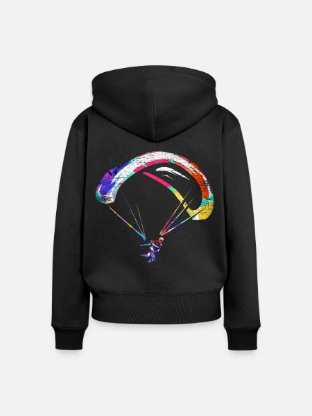 Adrenalinstarker Gleitschirm Flieger - Frauen Premium Bio Zip Hoodie - Schwarz