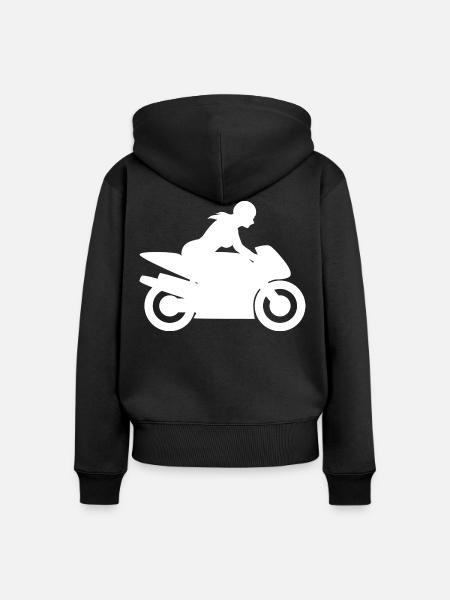 Motorradfahrerin Bikerin - Frauen Premium Bio Zip Hoodie - Schwarz