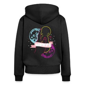 Einfühlsame Hebamme Geburtsbegleitung - Frauen Premium Bio Zip Hoodie - Schwarz - Hinten - Julia (174cm)