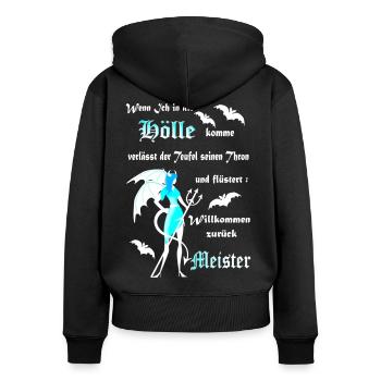 Hölle Teufel Satan Dämon gefallener Engel. - Frauen Premium Bio Zip Hoodie - Schwarz - Hinten - Julia (174cm)