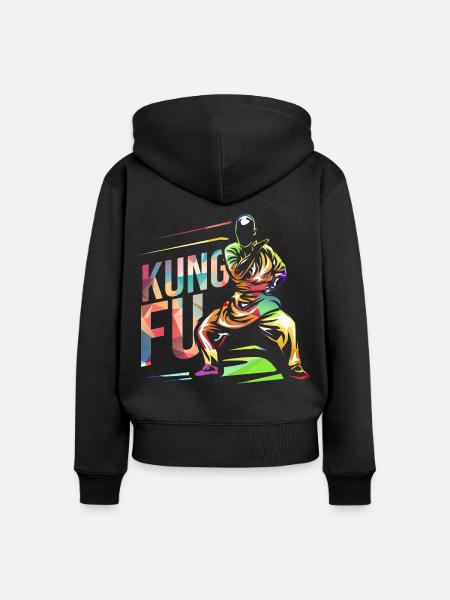 Blitzschneller Kung Fu Schwarzgurt - Frauen Premium Bio Zip Hoodie - Schwarz