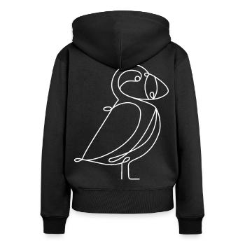 Puffin Lineart Papageientaucher Papageitaucher - Frauen Premium Bio Zip Hoodie - Schwarz - Hinten - Julia (174cm)