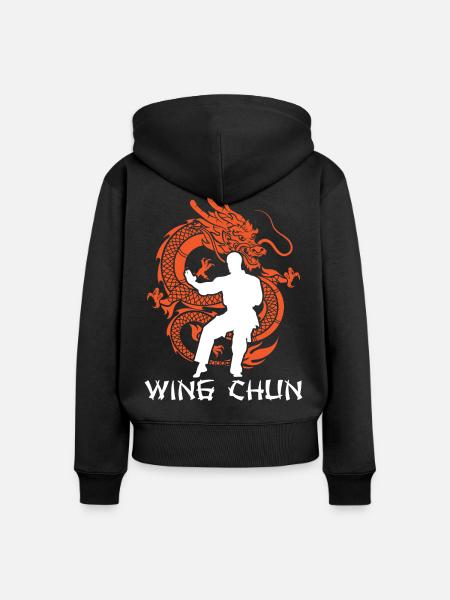Wing Chun Drache Kämpfer - Frauen Premium Bio Zip Hoodie - Schwarz