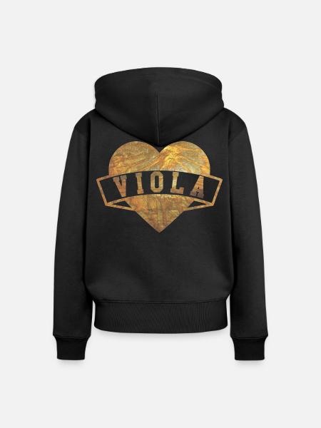Viola Herzen Gold - Frauen Premium Bio Zip Hoodie - Schwarz