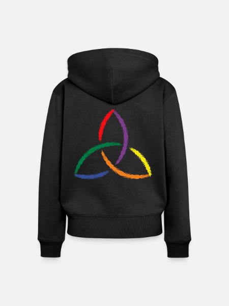 Keltisches Symbol Triquetra Regenbogen - Frauen Premium Bio Zip Hoodie - Schwarz