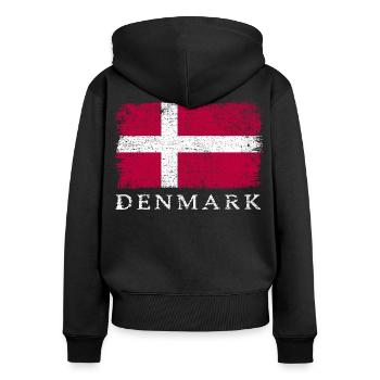 Dänemark Dänische Flagge Dänemarkflagge - Frauen Premium Bio Zip Hoodie - Schwarz - Hinten - Julia (174cm)