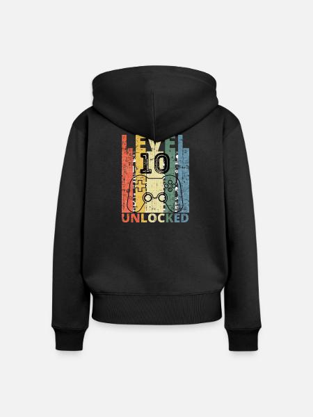 Level 10 freigeschaltet - Frauen Premium Bio Zip Hoodie - Schwarz