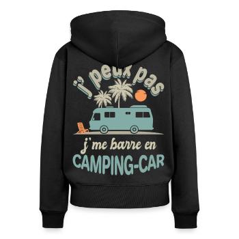 Camping-Car Je Me Barre Humour Voyage Liberté - Sweat à capuche zippé Premium bio Femme - noir - Dos - Julia (174cm)