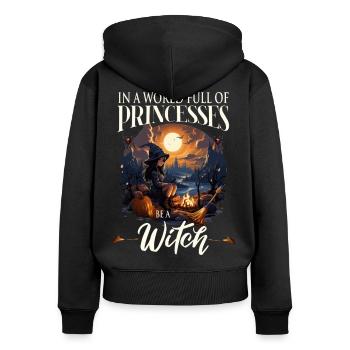 Witch - Frauen Premium Bio Zip Hoodie - Schwarz - Hinten - Julia (174cm)