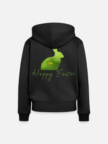 Happy Easter rabbit - Frauen Premium Bio Zip Hoodie - Schwarz